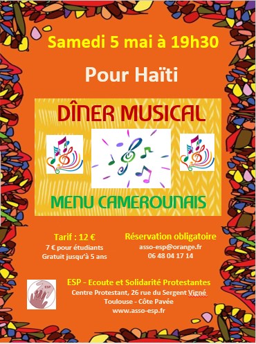 Affiche diner musical haiti 5mai2018